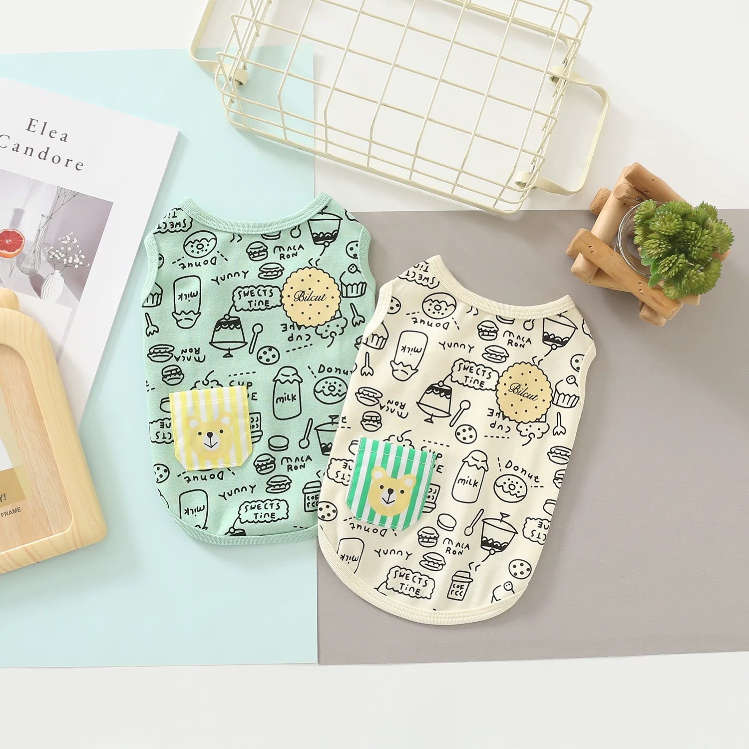 宠物背心衣服 线条口袋小熊