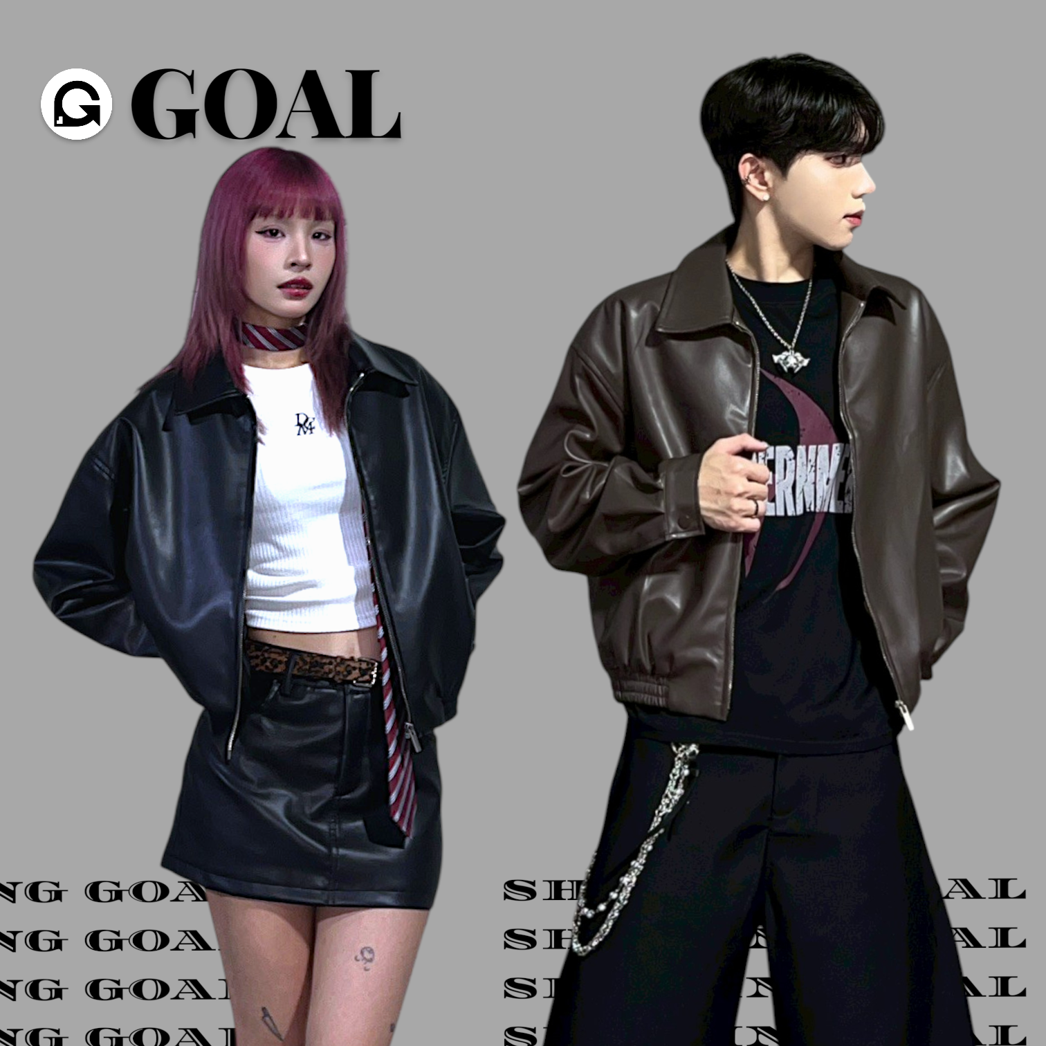 (GOAL) 素面短版皮外套 3033