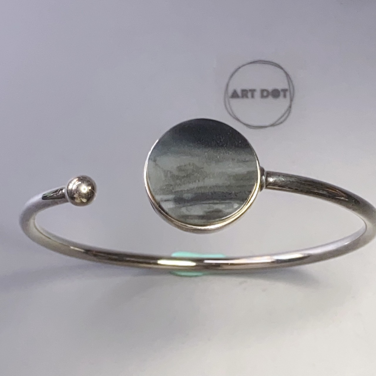 沉霧墨山丨和田玉青花料玉種丨銀手環