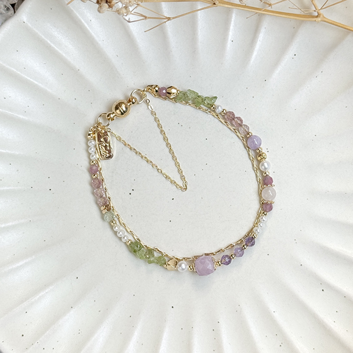 生日花 • 玖月貳壹 • 時鐘花 – 紫鋰輝石 – 手鍊