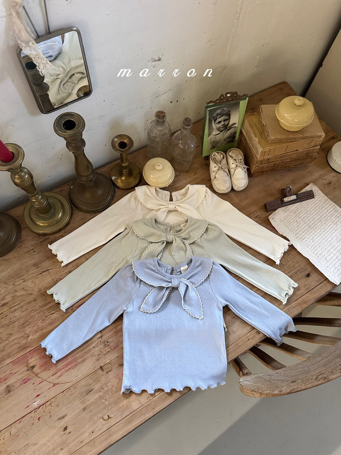 正韓春Marron 小童三色蝴蝶結上衣