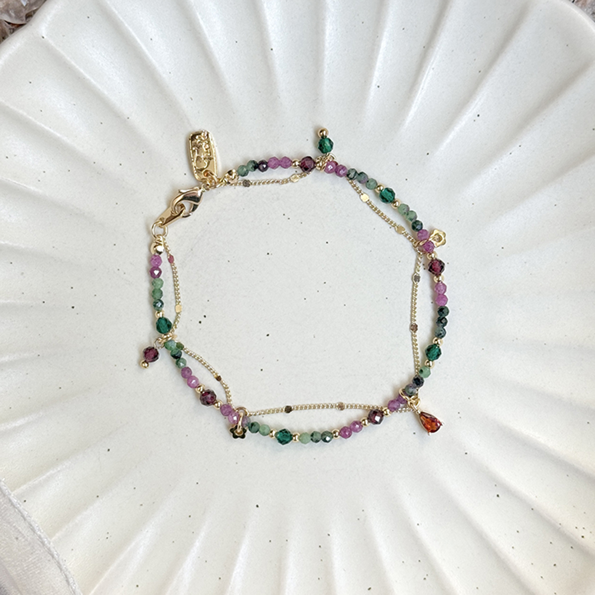 生日花 • 拾月拾壹 • 冬青 – 紅綠寶石 – 手鍊