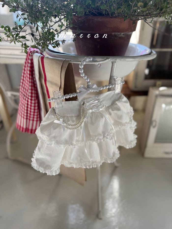 正韓春Marron 小童兩色奢華珍珠裙