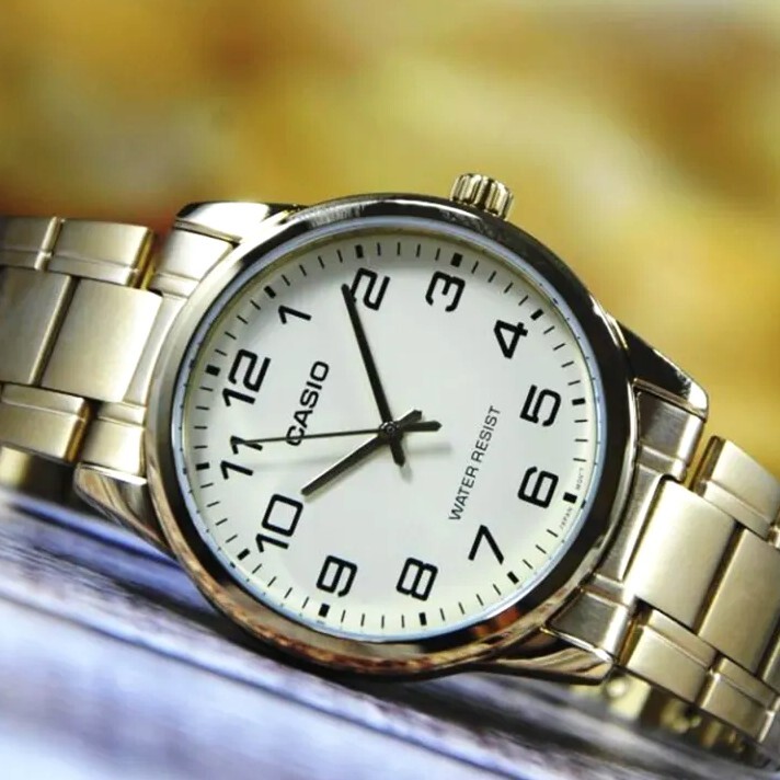 【CASIO】卡西歐 MTP-V001G-9B 紳士經典 復古時尚 數字刻度 不鏽鋼手錶 金色