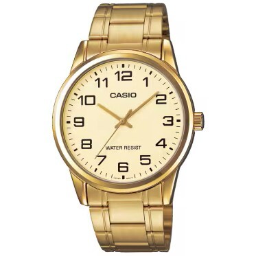 【CASIO】卡西歐 MTP-V001G-9B 紳士經典 復古時尚 數字刻度 不鏽鋼手錶 金色