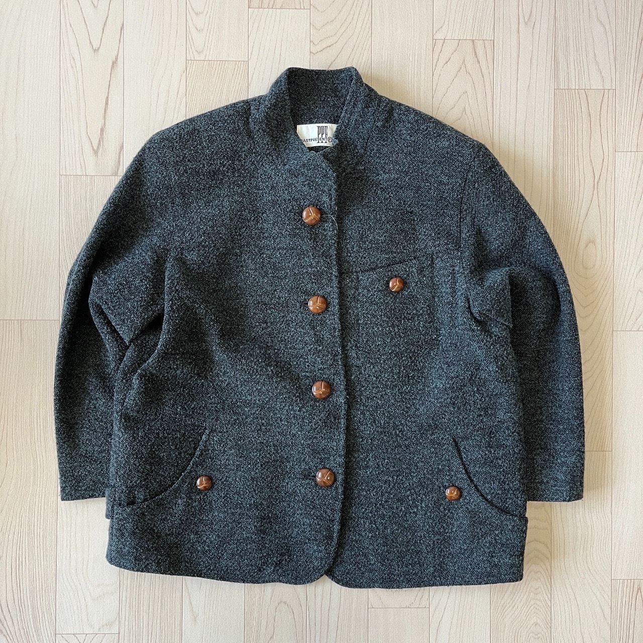 炭灰色羊毛古著外套