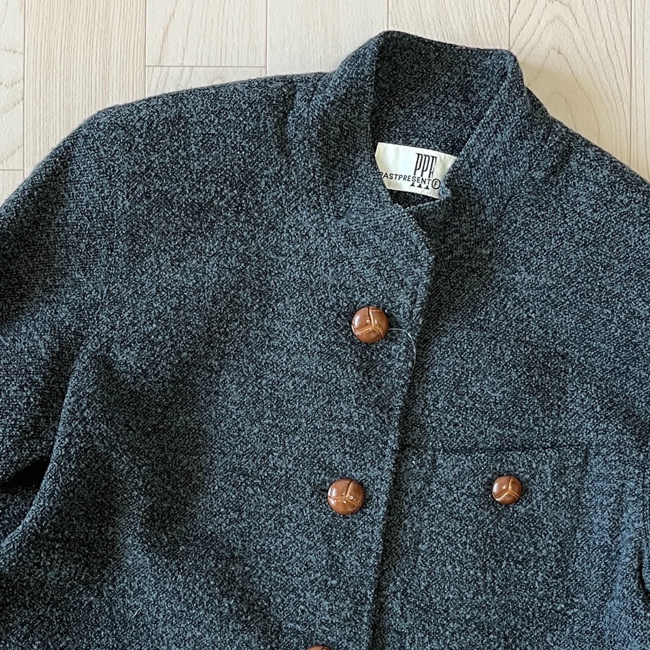 炭灰色羊毛古著外套