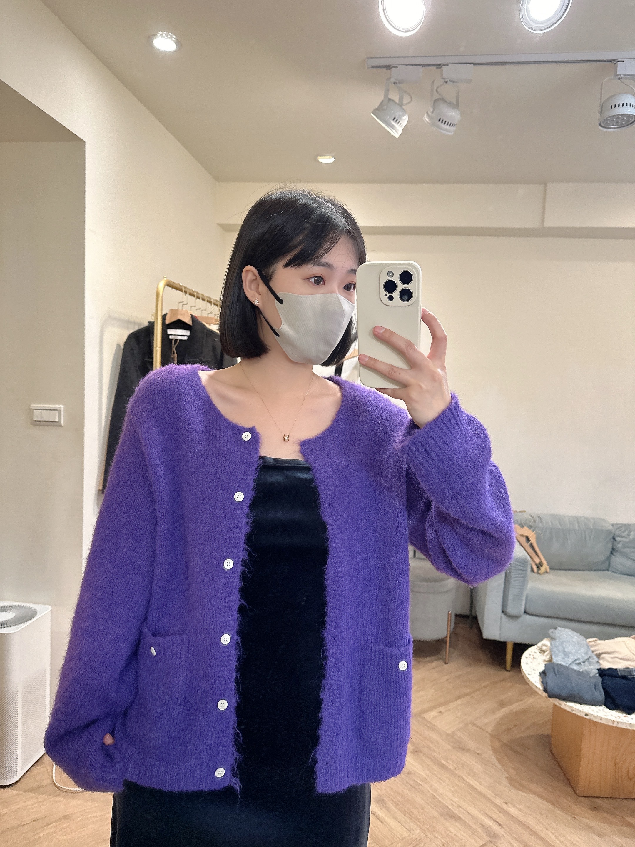 含羊毛針織排釦上衣