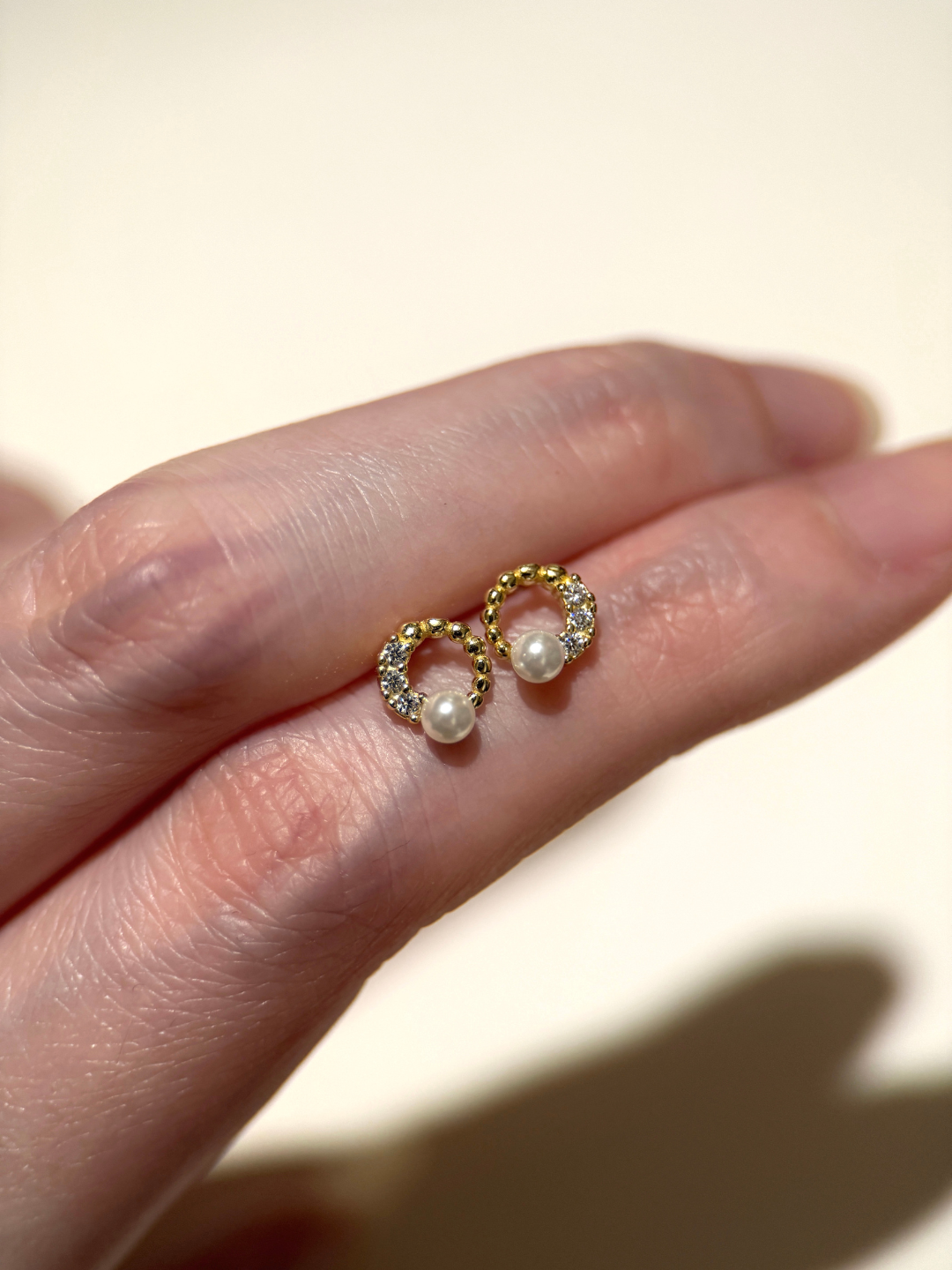 千粒榖花環珍珠耳環