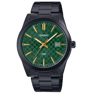 【CASIO 卡西歐】MTP-VD03B 歐風 英倫風 簡約無字 菱格紋 棋盤紋 黑離子 日期顯示 石英腕錶 對錶大款 手錶