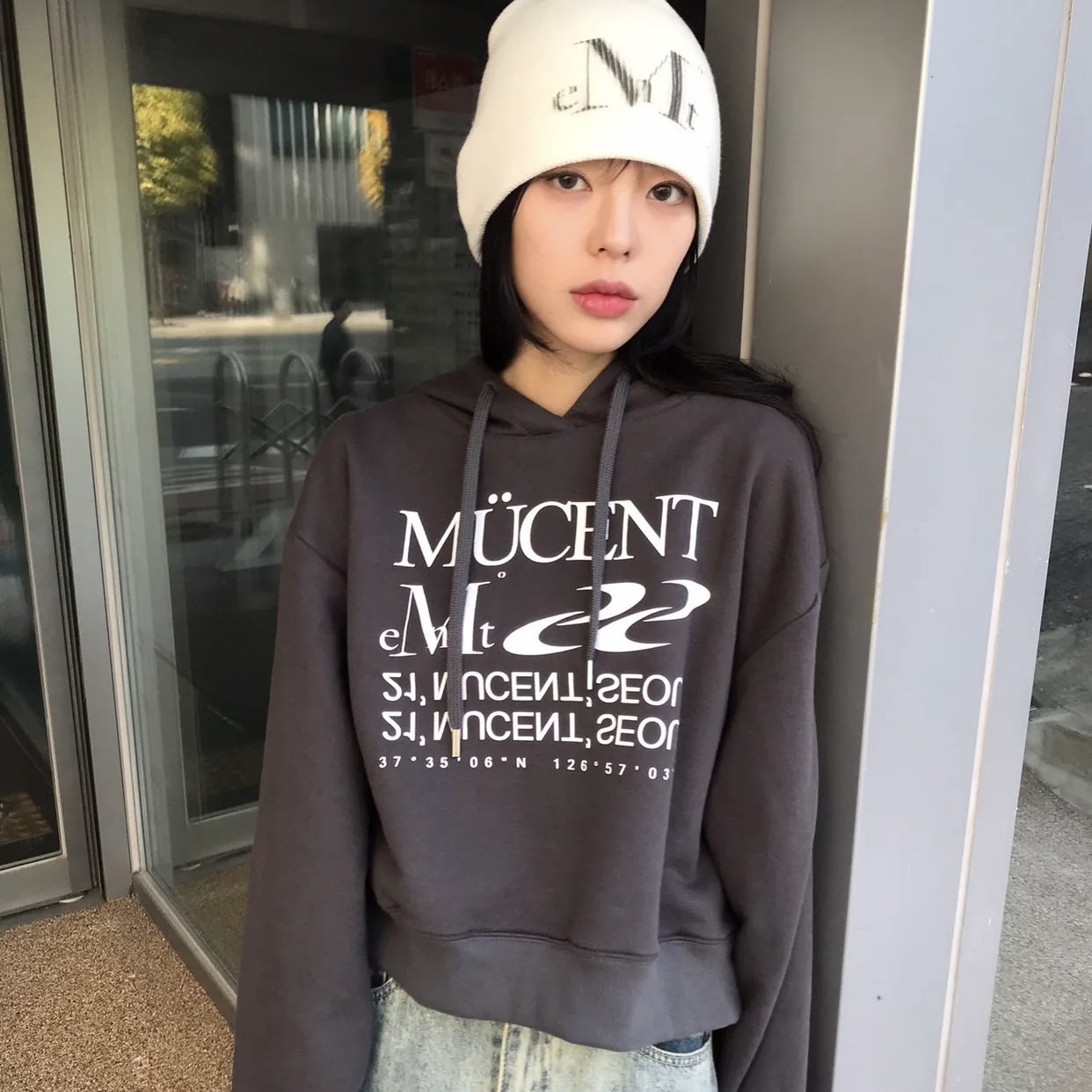 MUCENT 帽T 連帽衛衣 長袖 字母LOGO 情侶款 韓國代購 共四色