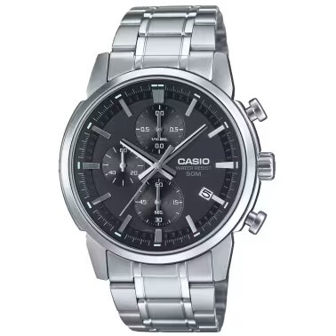 【CASIO 卡西歐】MTP-E510D 熊貓 宇宙計型 三眼 個性金屬 日系歐風 無字錶盤計時碼錶 日期 不鏽鋼錶