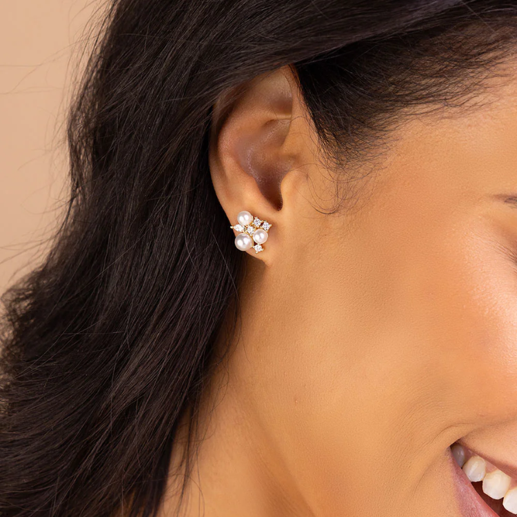 Chantal水鑽鋯石耳釘-14k金