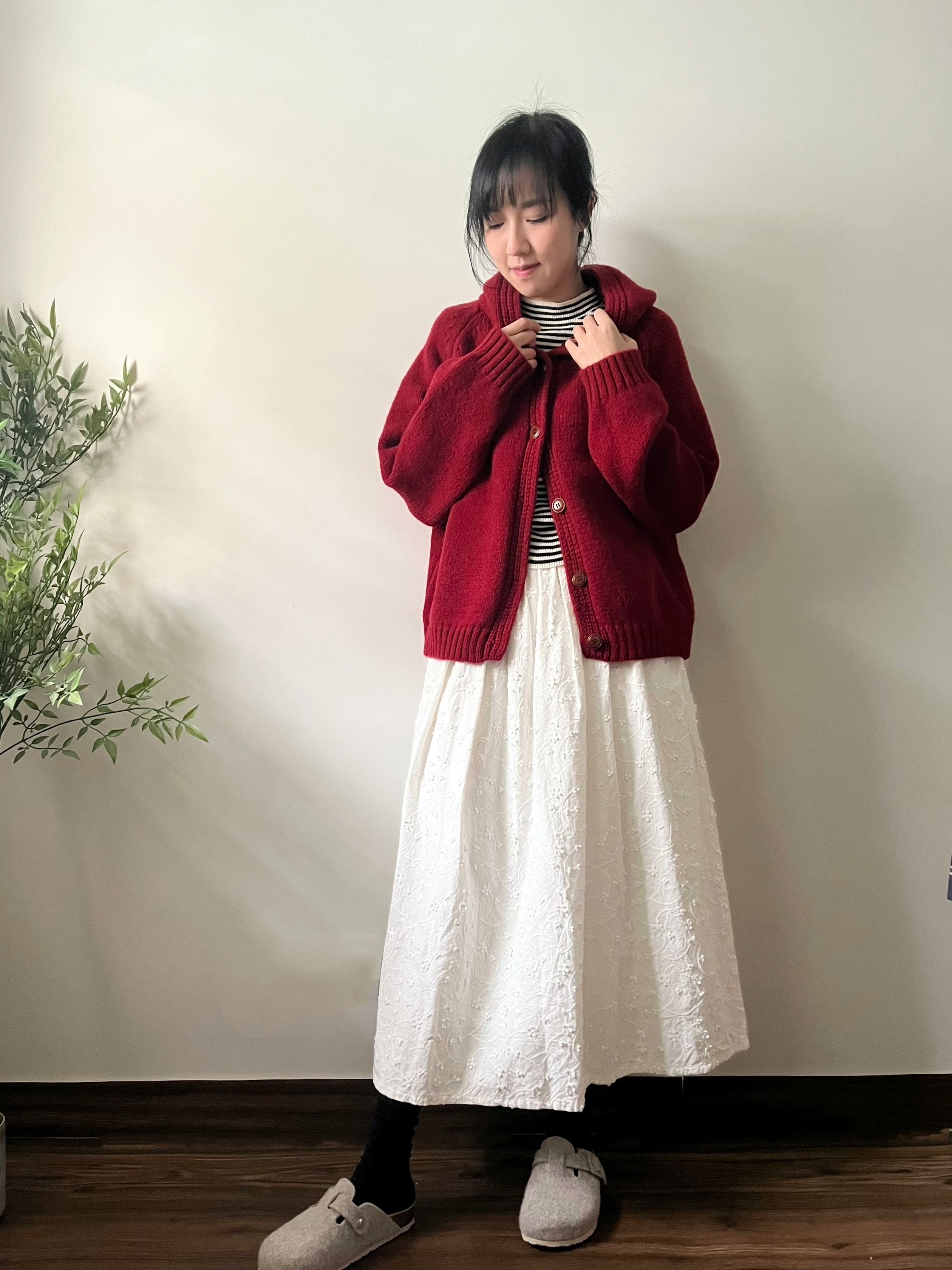 🌿Red Hooded Cardigan