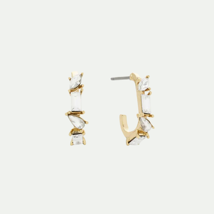 Rowe圈型14K金鋯石耳環