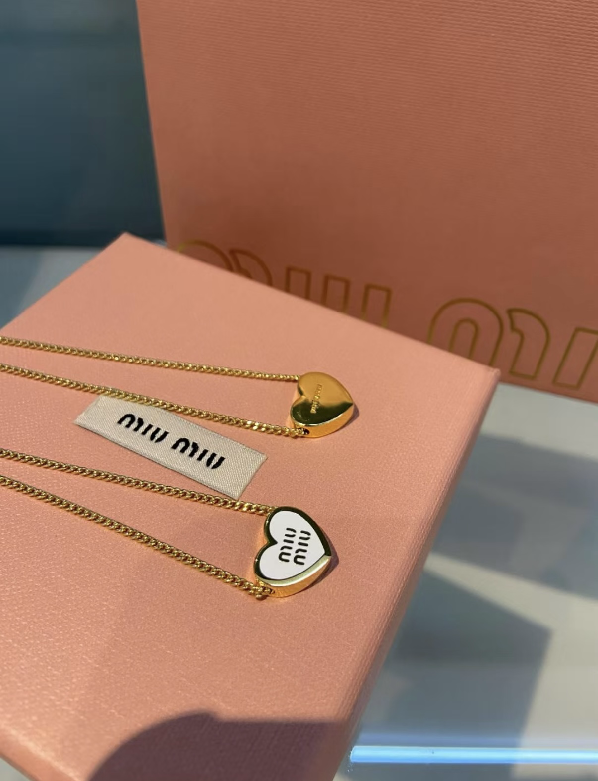 Miu Miu White Heart Metal Necklace