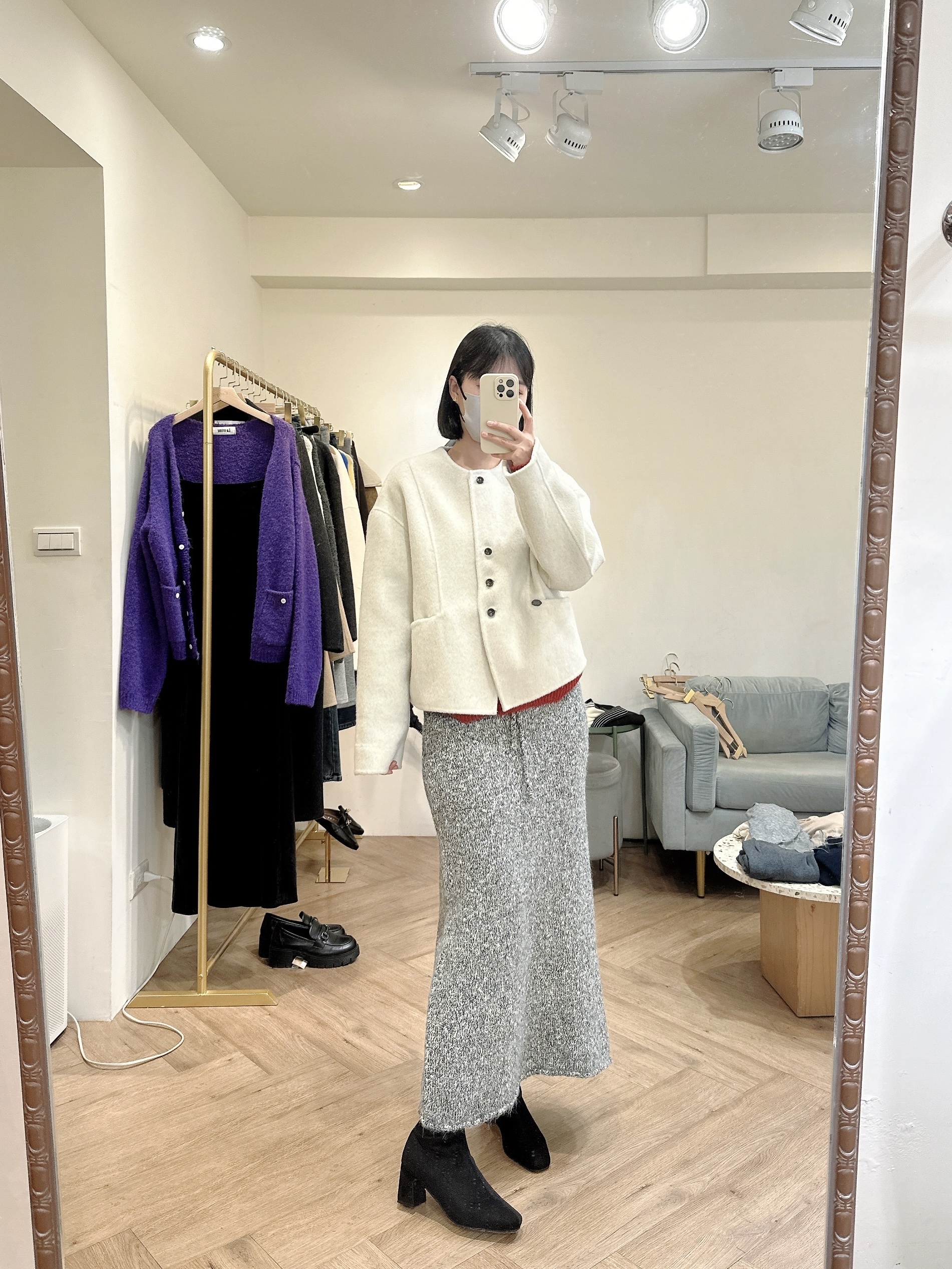 手工羊毛無領短版外套