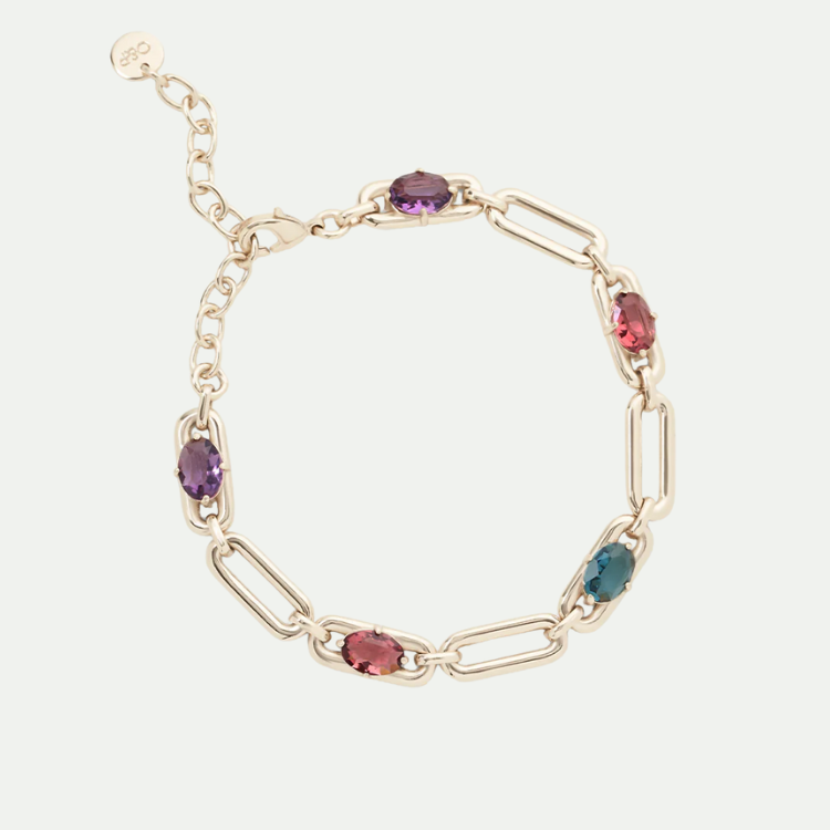 Marlene多色水鑽14K金手鍊