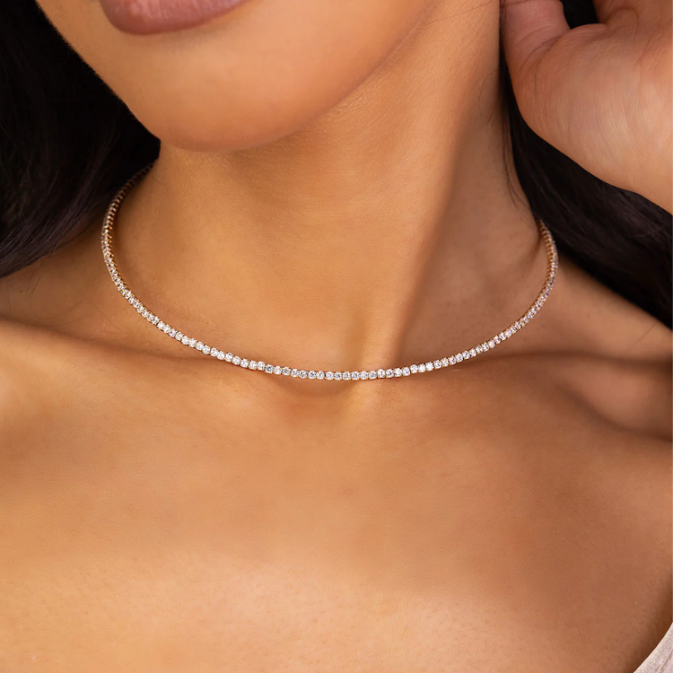 Faye 閃亮鋯石項圈-14k金色