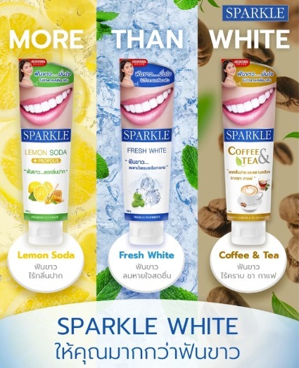 直降優惠 泰國直送 SPARKLE 亮白牙膏 X 2支 3味道 薄荷美白 去漬美白 檸檬蘇打