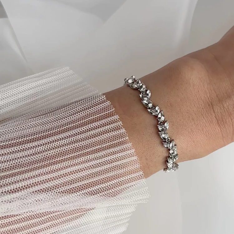 Foret 透明水鑽水晶銀手鍊