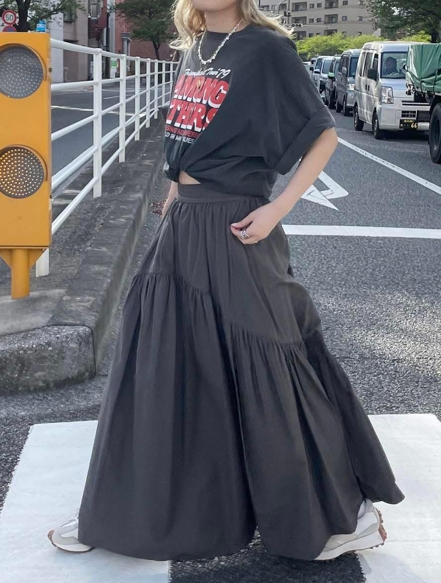 Ungrid  ギャザーデザインスカート炭灰（1125108011）