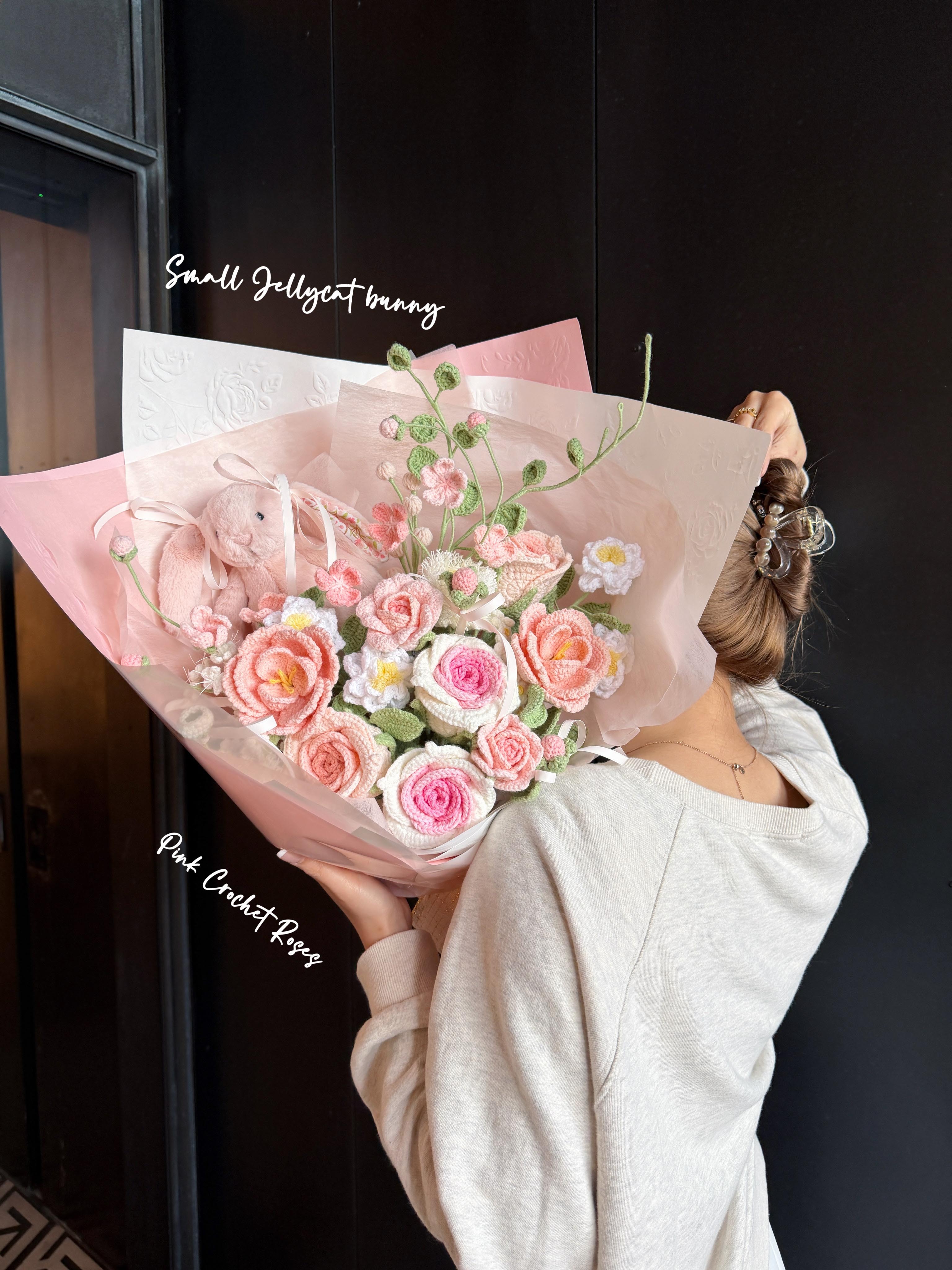 🧶 18cm Jellycat兔兔 🐰 針織花花束