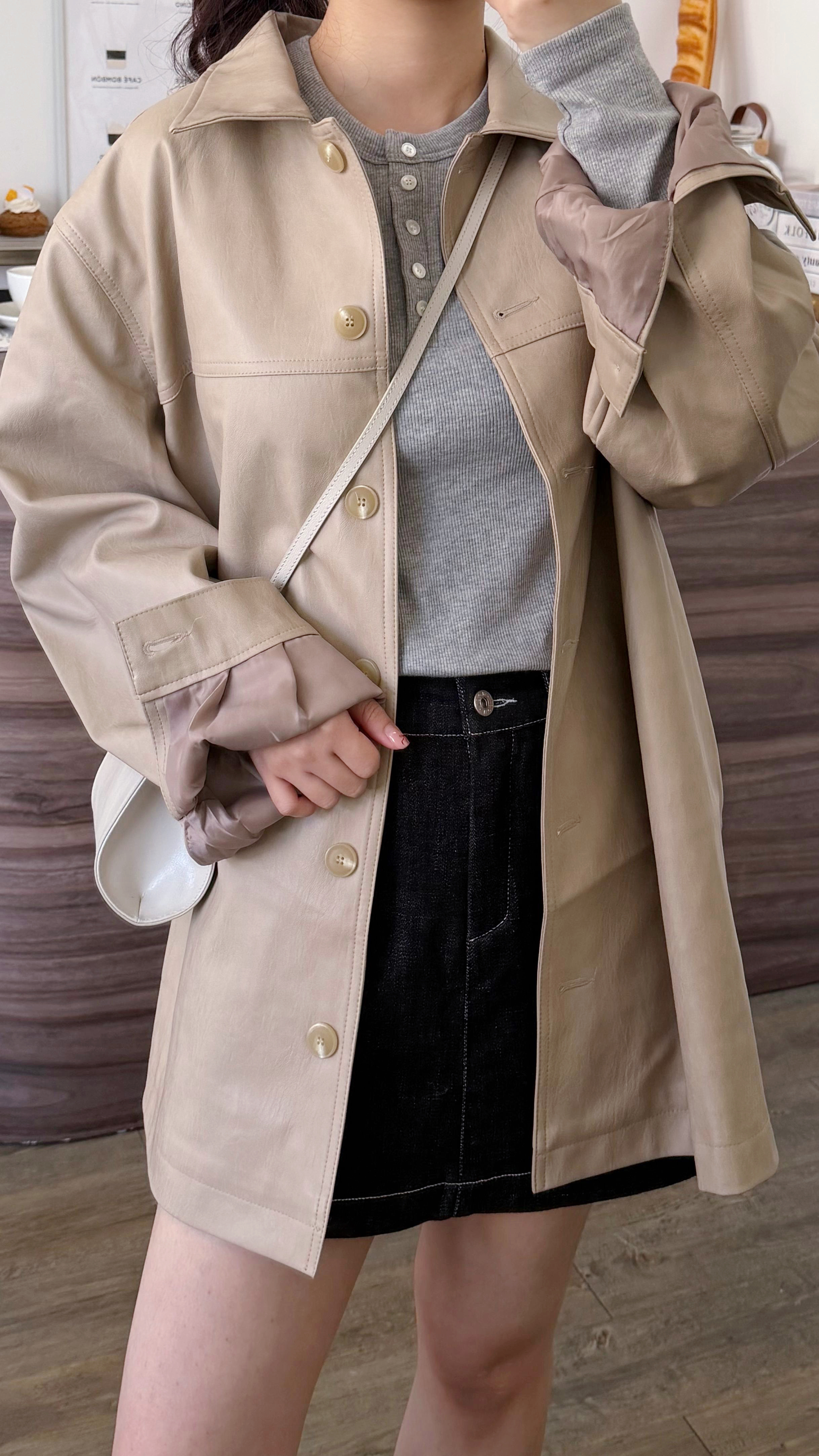 KR480 ONNI風百搭寬鬆翻領皮褸