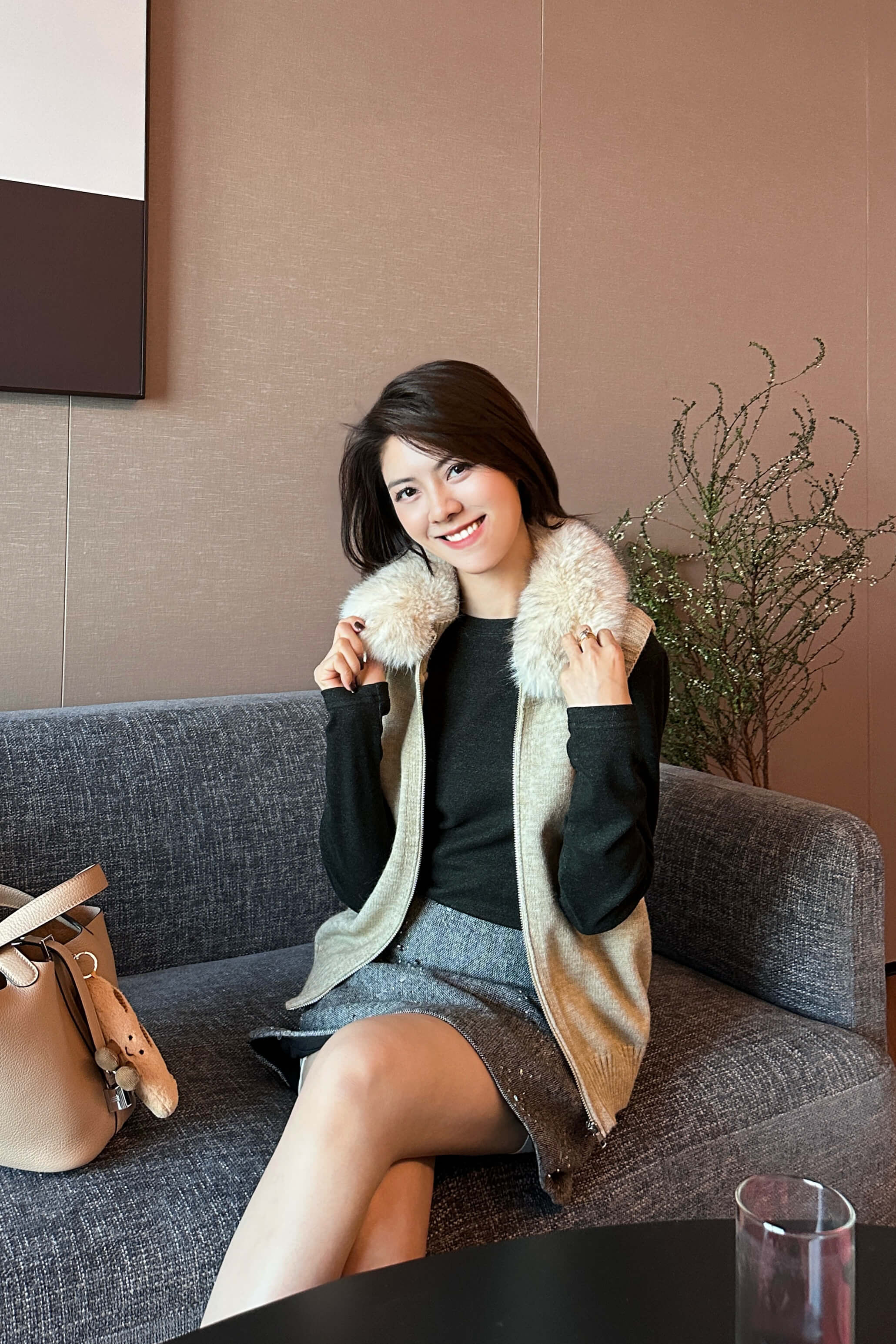 Faux-Shearling-Trim Quilted Wool Gilet_JK262L29