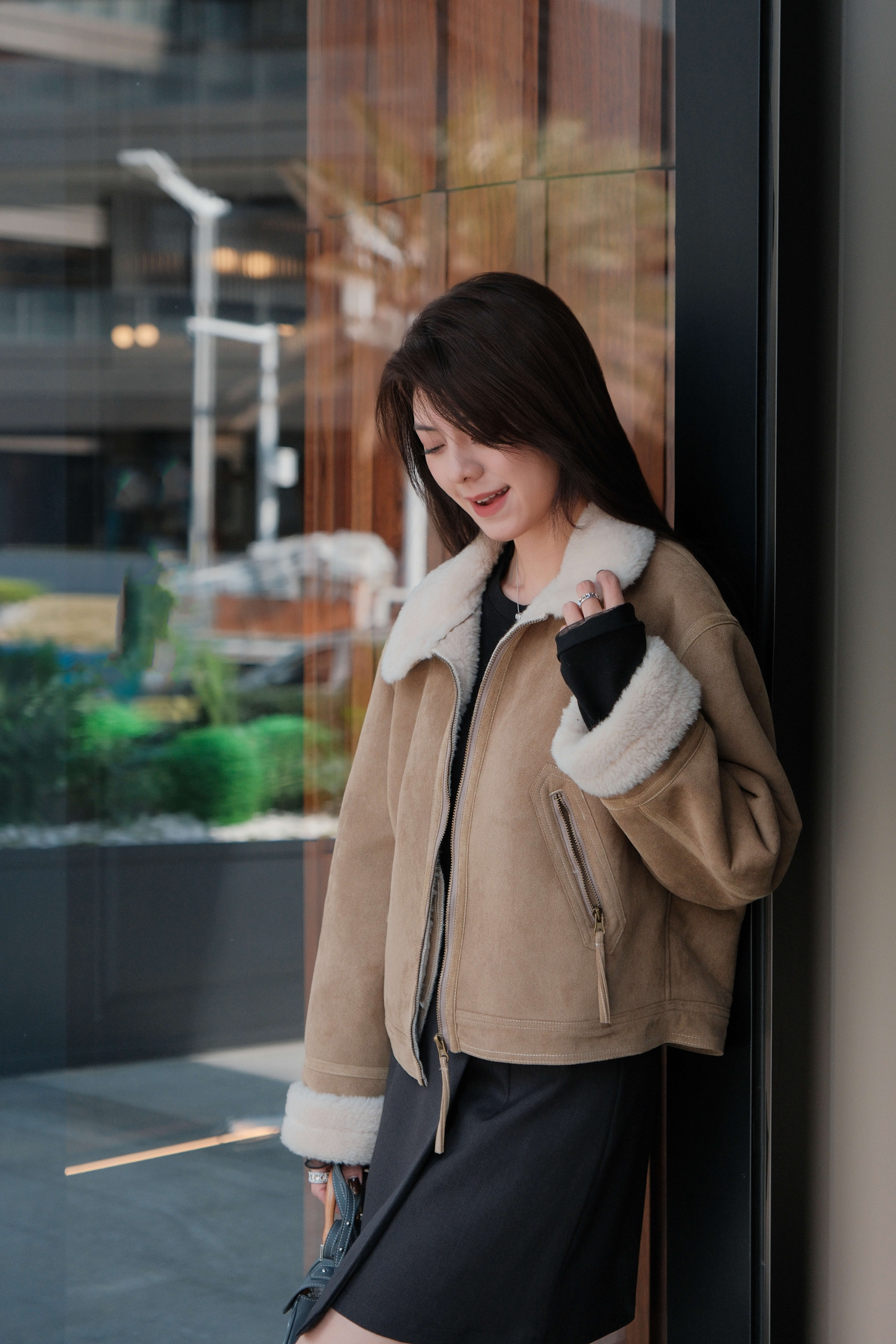 Portia Faux Shearling Suede Jacket_JK262L23