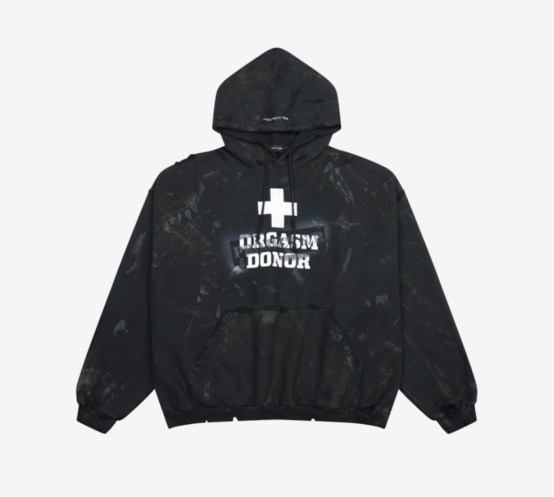 Project G/R Orgasm Donor Hoodie - Washed Black 做舊水洗帽T