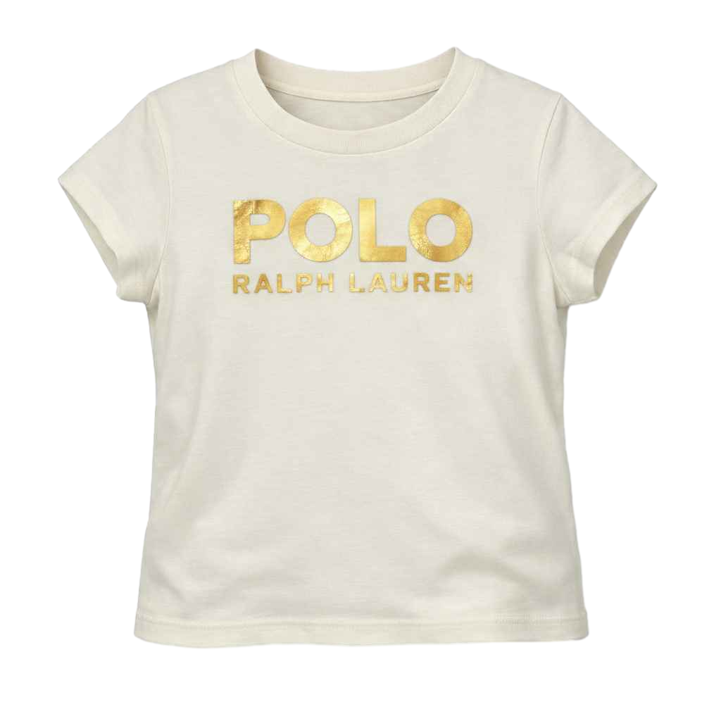 【Polo Ralph Lauren Outlet】女童(6y) 燙金短袖  米