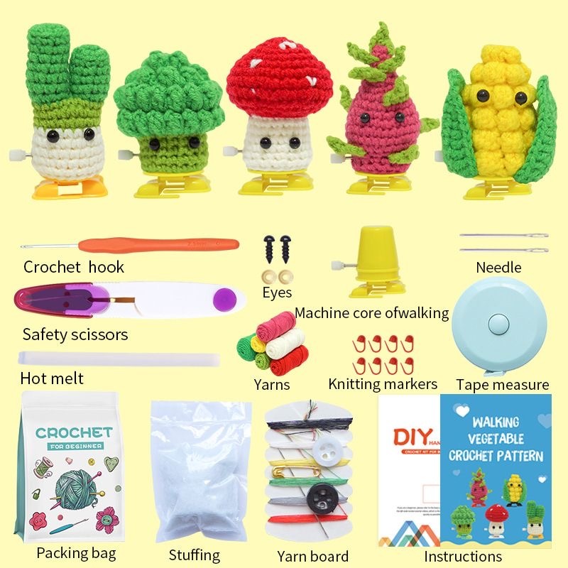 走路的5隻小蔬菜（鈎織材料套裝）