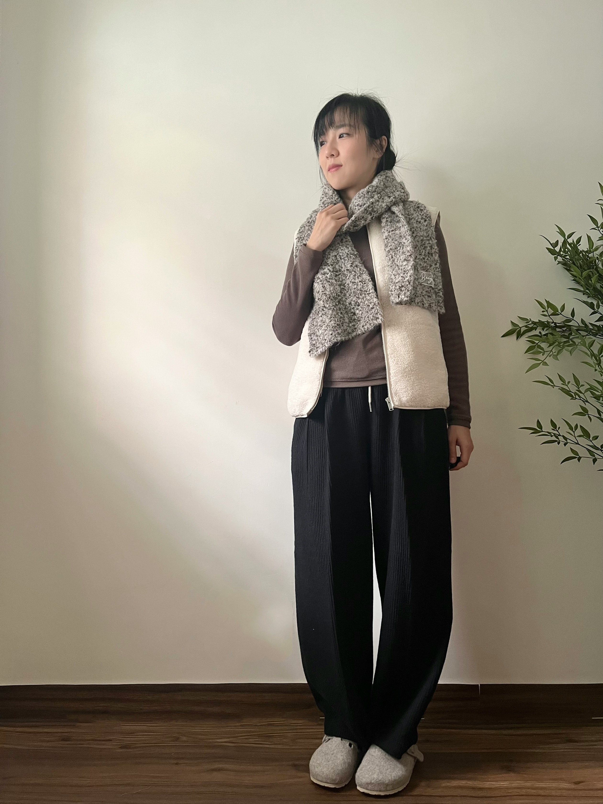 🌿坑紋軟布長褲