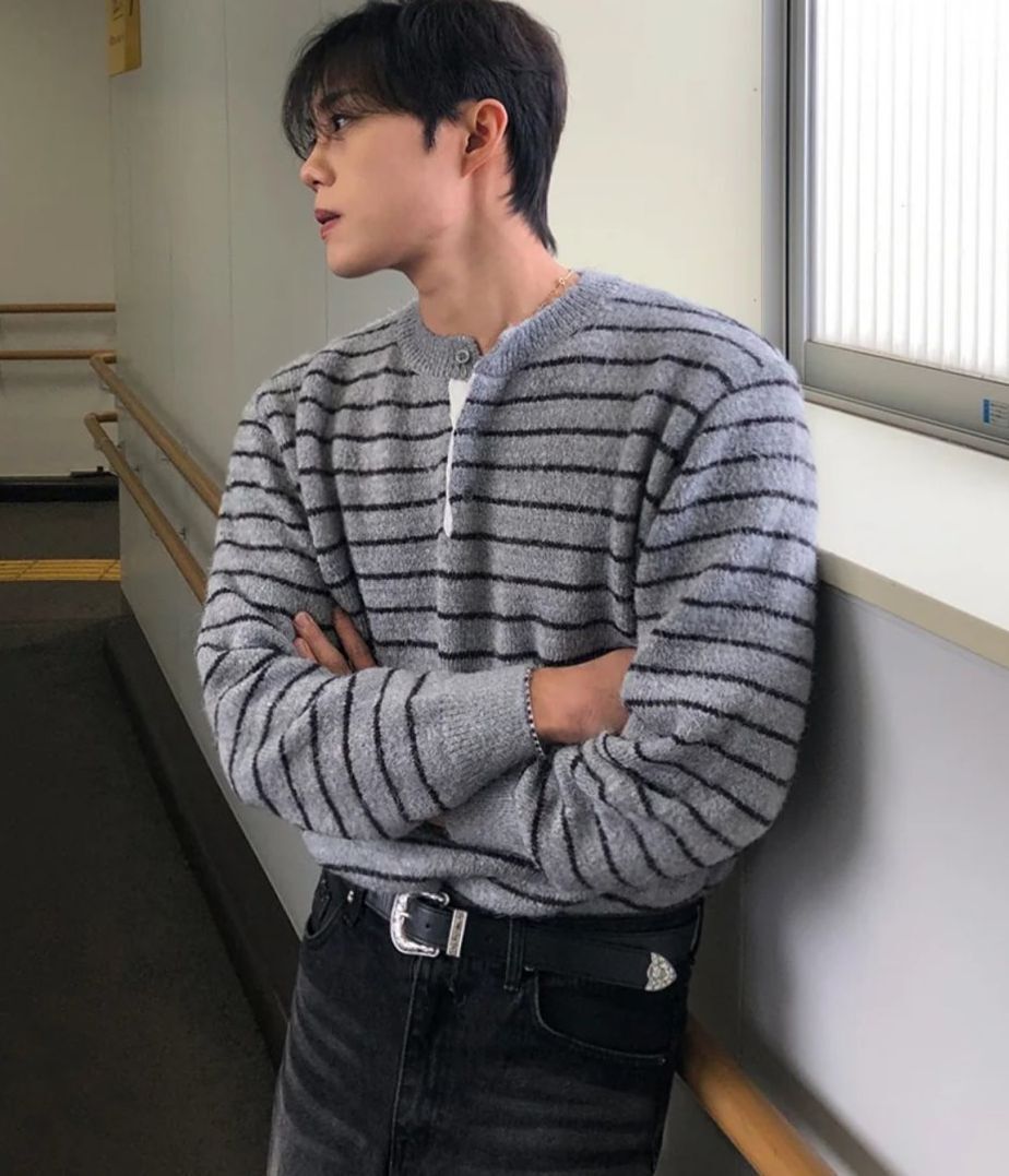 半開胸橫間針織衫 OHNIW-004T