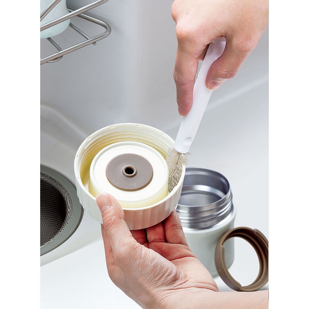 日本製水壺保溫瓶清潔刷 刷頭可左右擺動D1554