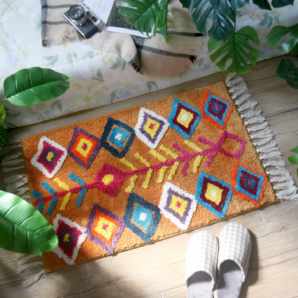 TROMSO西班牙圖騰流蘇吸水大地墊-阿賽德橙黃【H0322021】