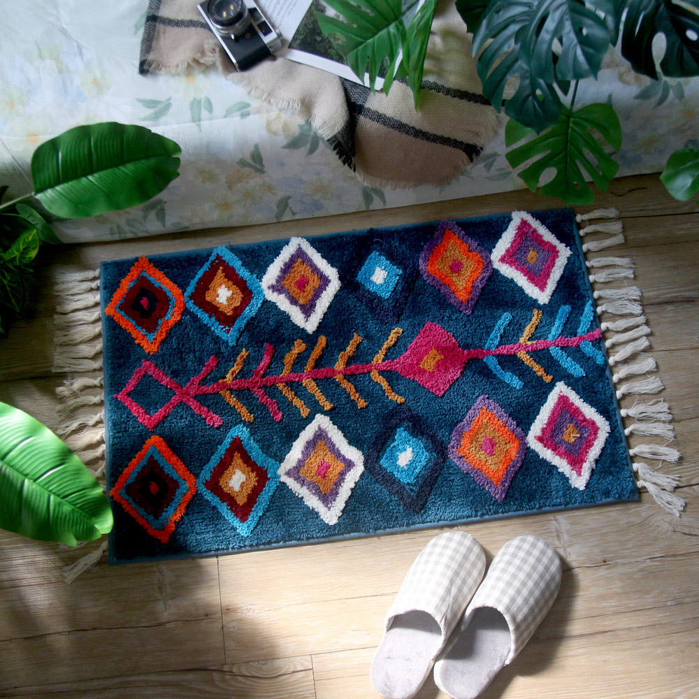 TROMSO西班牙圖騰流蘇吸水大地墊-阿賽德湛藍【H0322021】