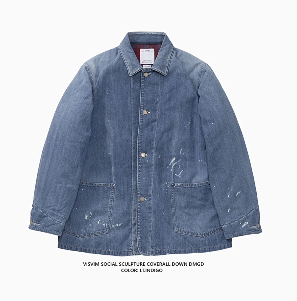 LAST PCS: VISVIM SOCIAL SCULPTURE COVERALL DOWN DMGD JACKET - LT.INDIGO SIZE 2 PRE ORDER ITEM (預訂中)