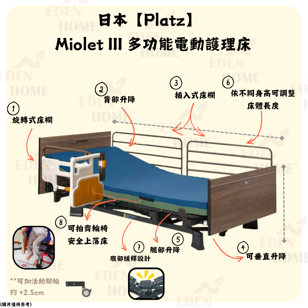 日本【Platz】  Miolet III 多功能電動護理床