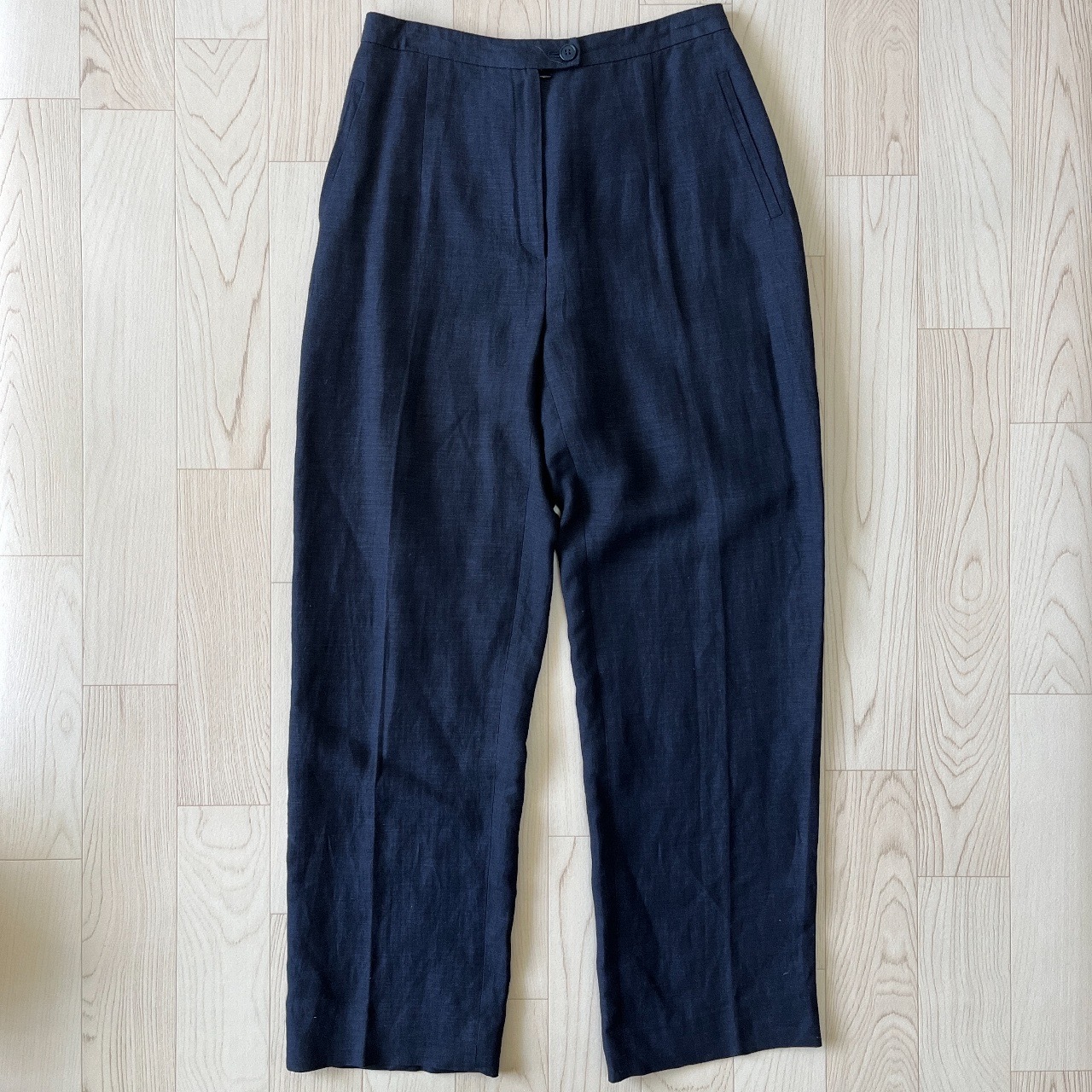 意大利製深藍色薄身麻質長褲