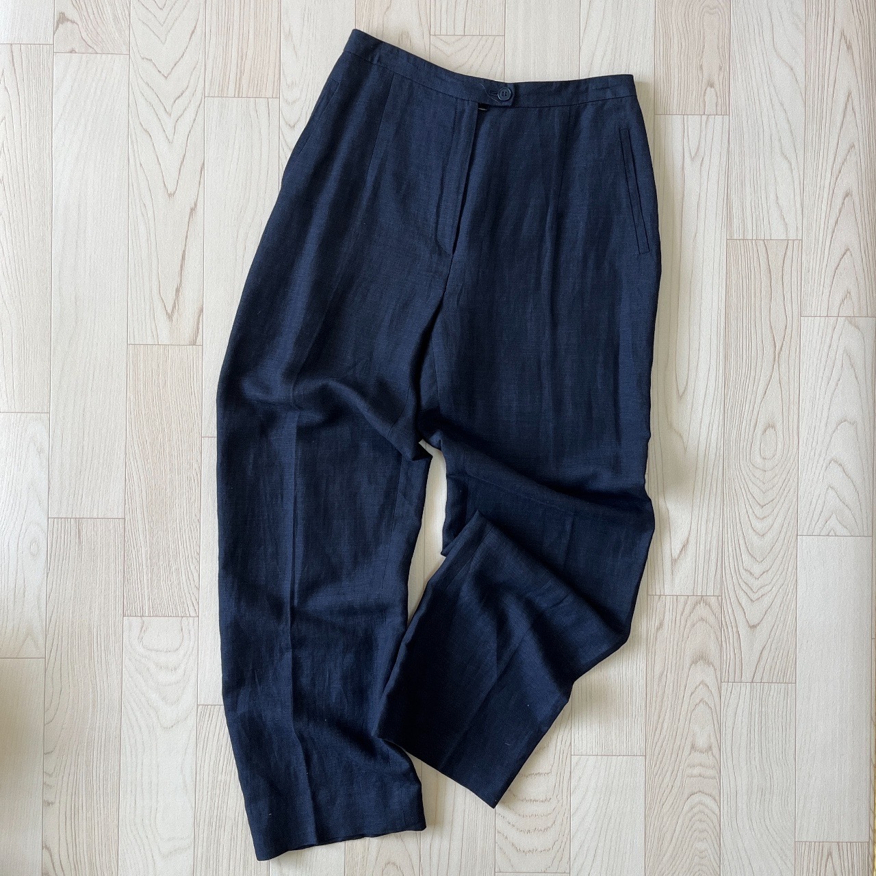 意大利製深藍色薄身麻質長褲