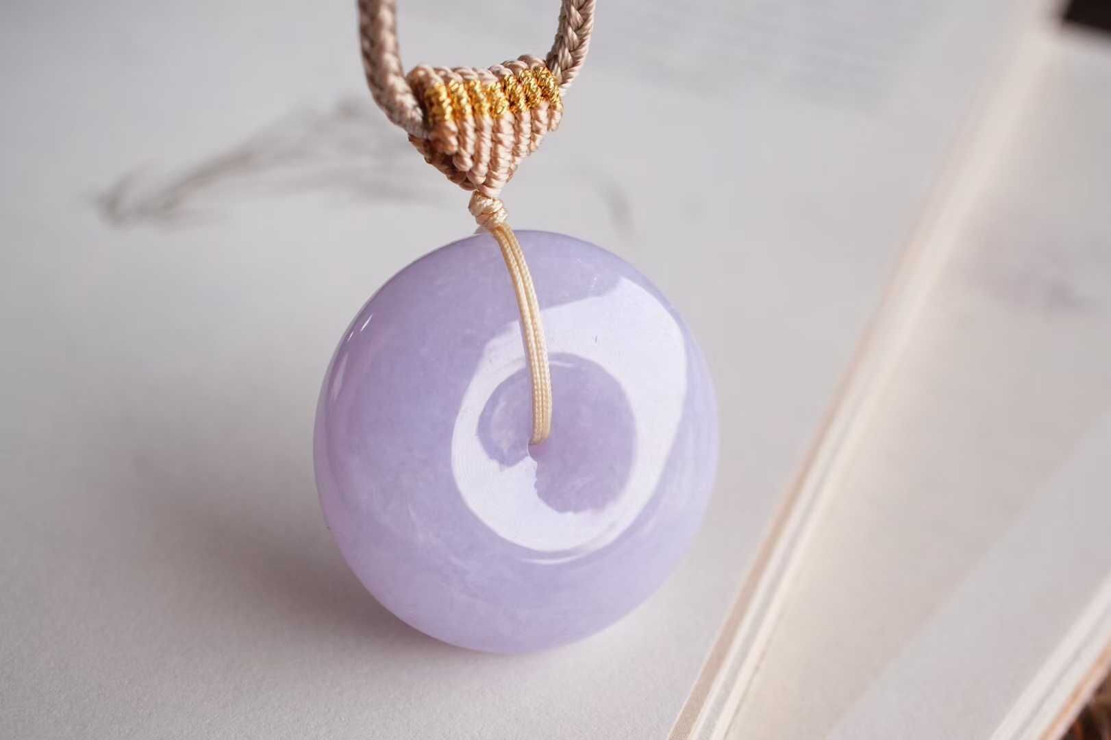 122837 翡翠冰濃紫羅蘭平安扣吊墜 (31mm直徑)