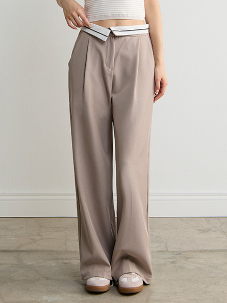 2603 OH！HER 腰部翻邊設計直筒西裝褲