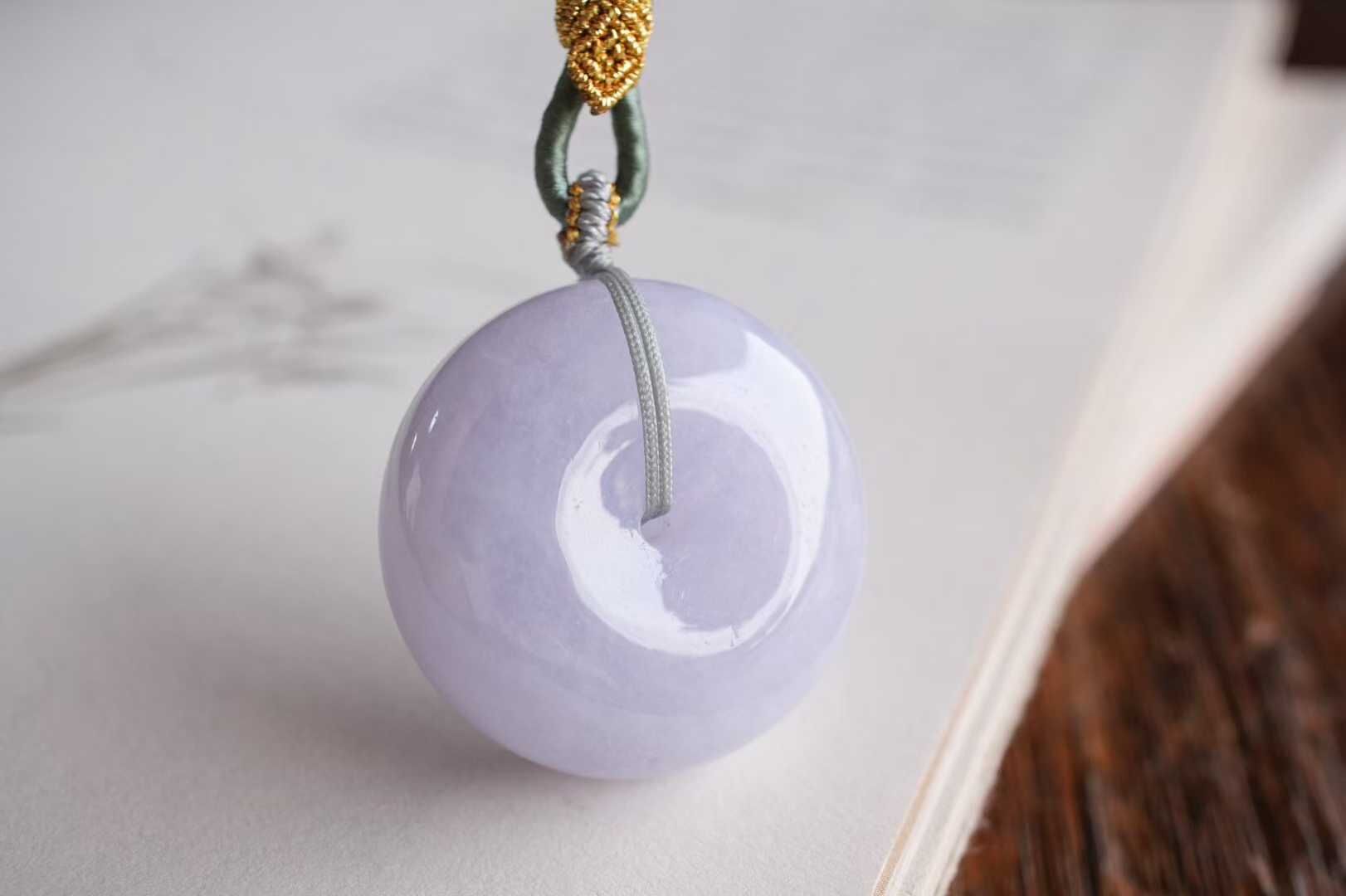 122838 翡翠冰紫羅蘭平安扣吊墜 (26mm直徑)