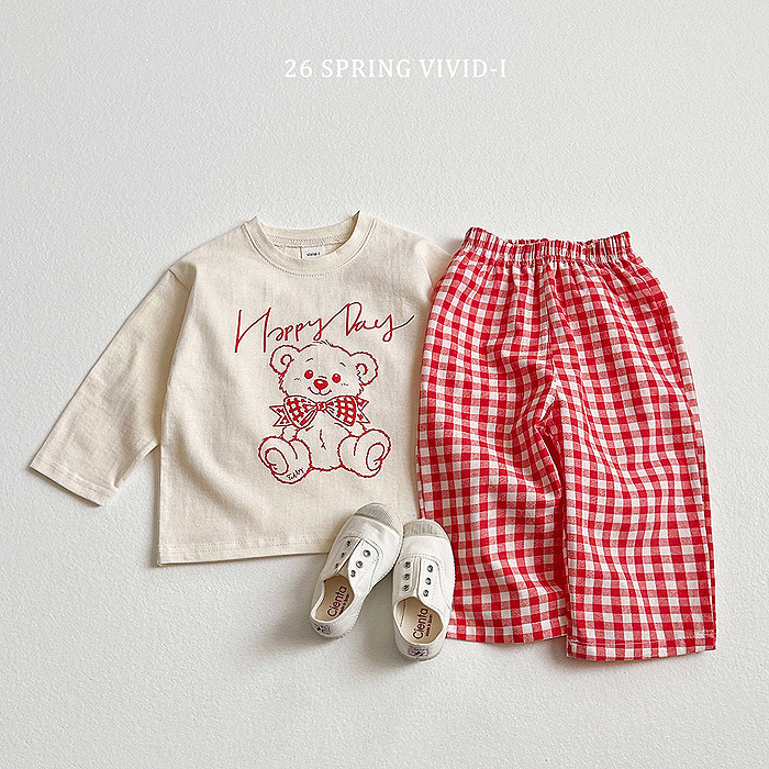 正韓春vividi 五色happy day熊熊格子褲套裝
