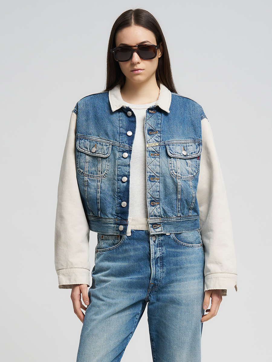 W9ZERO1 華達呢拼接丹寧牛仔夾克