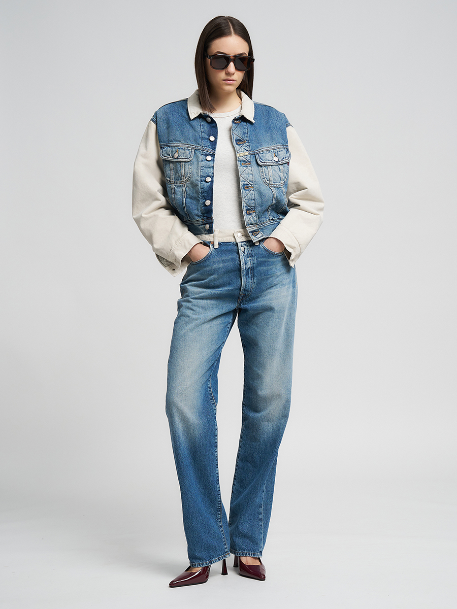 W9ZERO1 華達呢拼接丹寧牛仔夾克