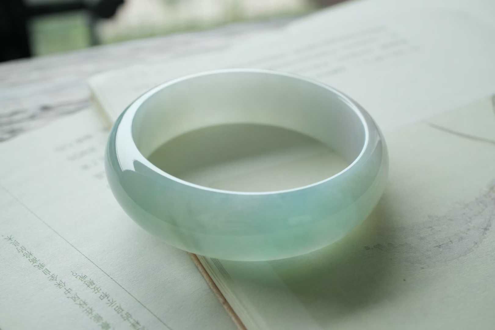 122844 58.5mm翡翠冰種晴綠正圈手鐲 (58-60)