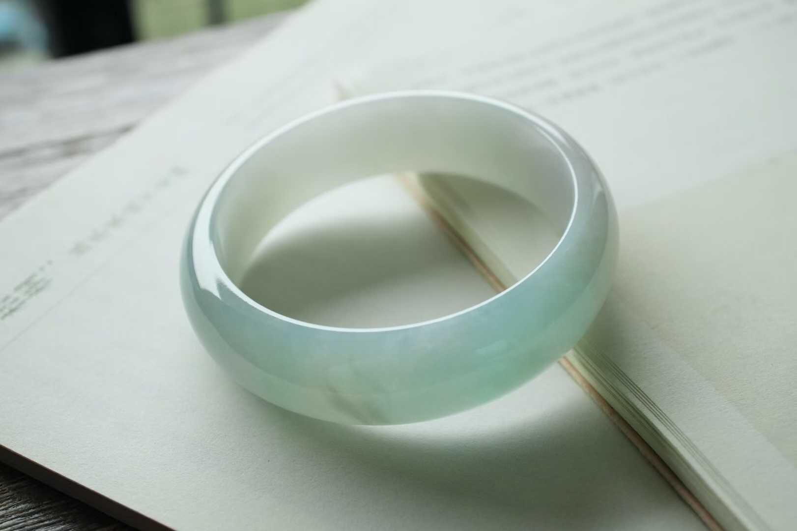 翡翠冰種晴綠正圈手鐲,天然翡翠A玉, 緬甸玉, Jade, Jadeite